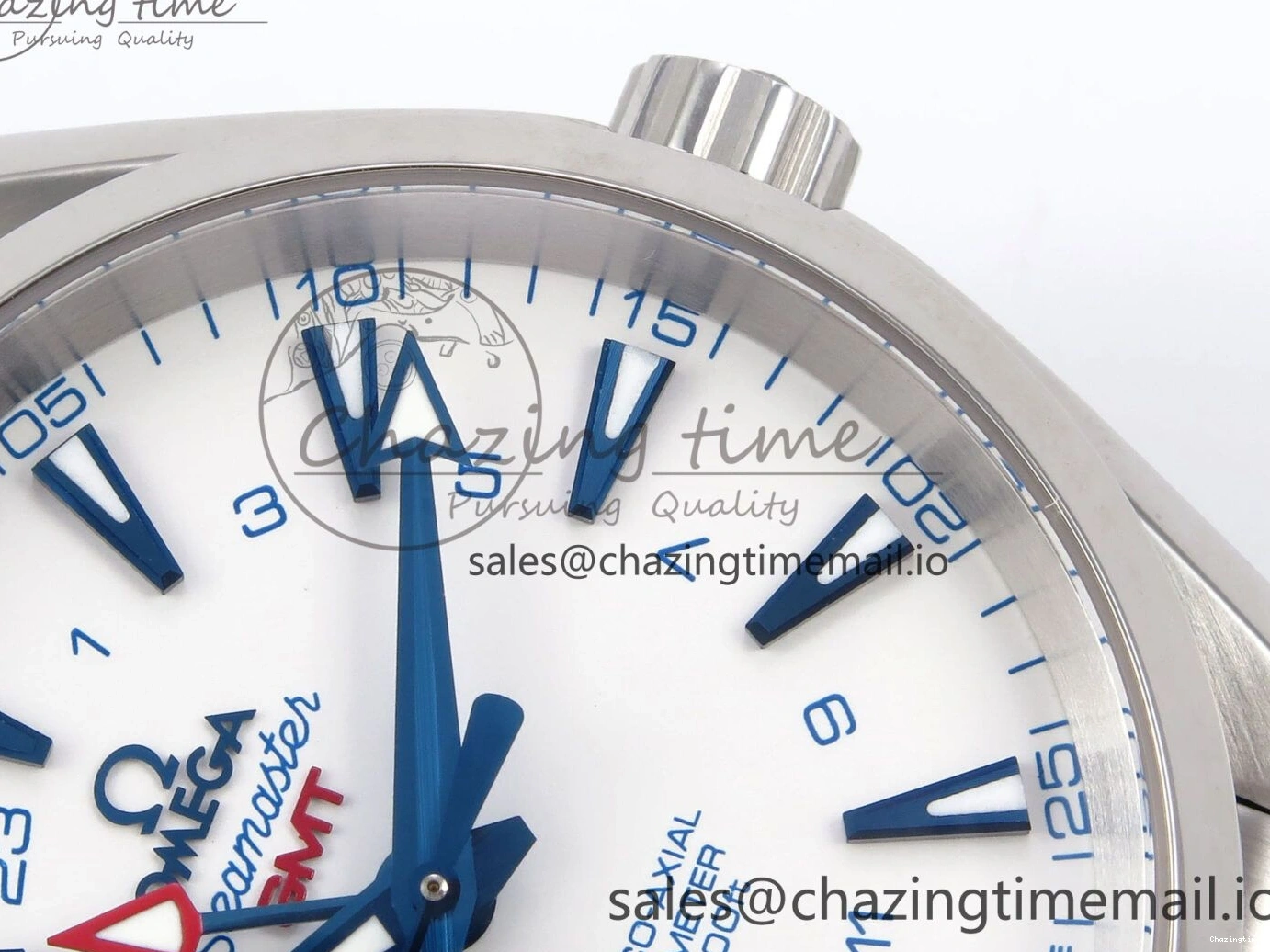 0108 Aqua Terra 150M GMT OMF 1:1 Best Edition White Blue Dial on SS Bracelet A RelaxedFit 7709